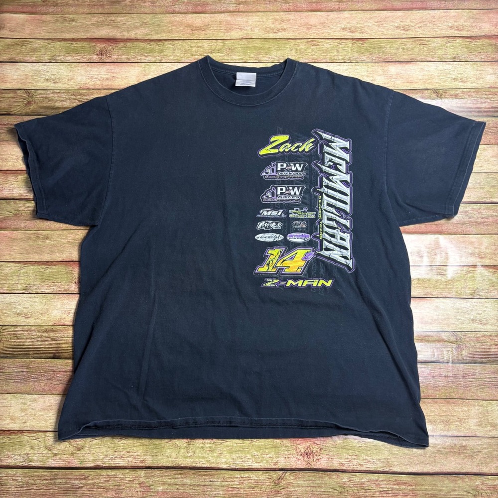 Zack McMillan 14 Z-Man‎ Dirt Track Racing Graphic Tee Shirt Black Size 2XL